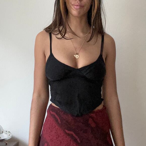 Black Cami Top Sweetheart Neckline Sleeveless Tank Top Casual Size S - Picture 2 of 9